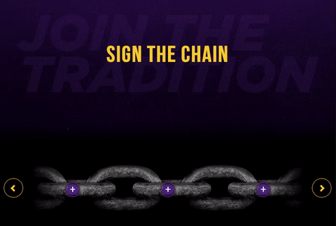 An infinite slider showing signatures on the famous LSU chain