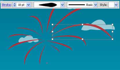 Applying variable widths to the firework paths